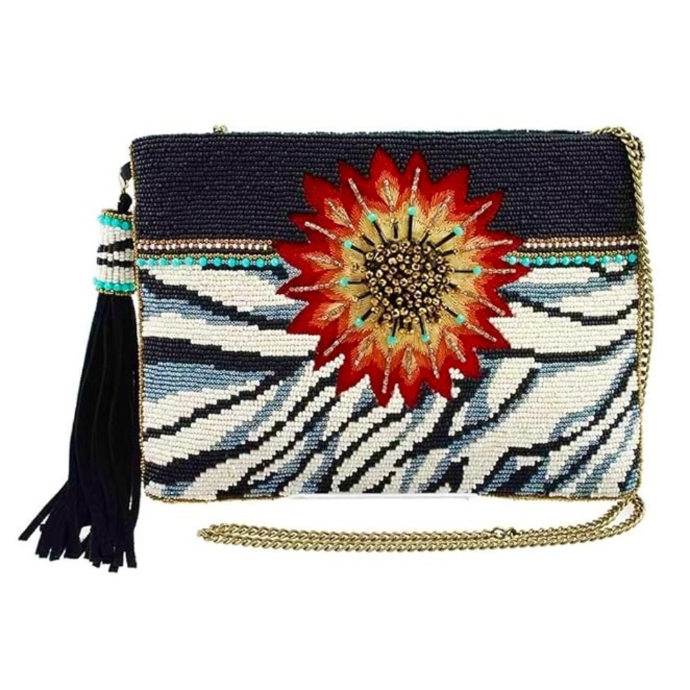 LAST CHANCE SALE! 3D Mary Frances Beaded Flower Tiger Clutch Crossbody Bag